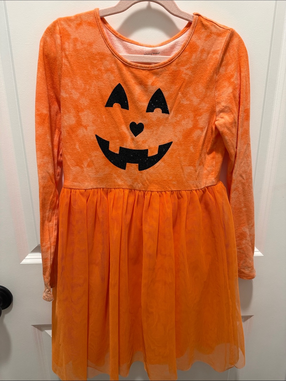 jumping beans Orange & Black Pumpkin Face Tulle Dress (new without tag)